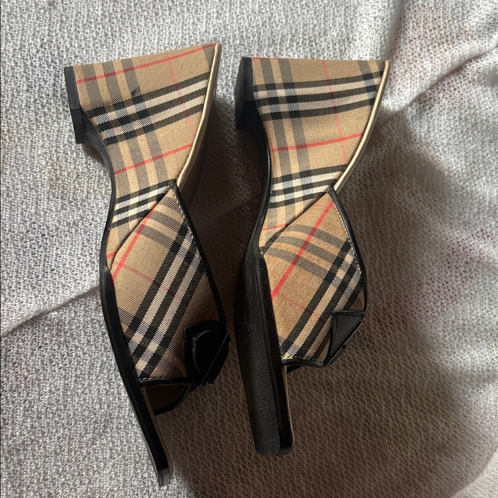 Burberry Plaid and Black Mules - Picture 4 of 5